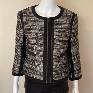 Twelfth Street by Cynthia Vincent zip up metallic jacket. Sz M